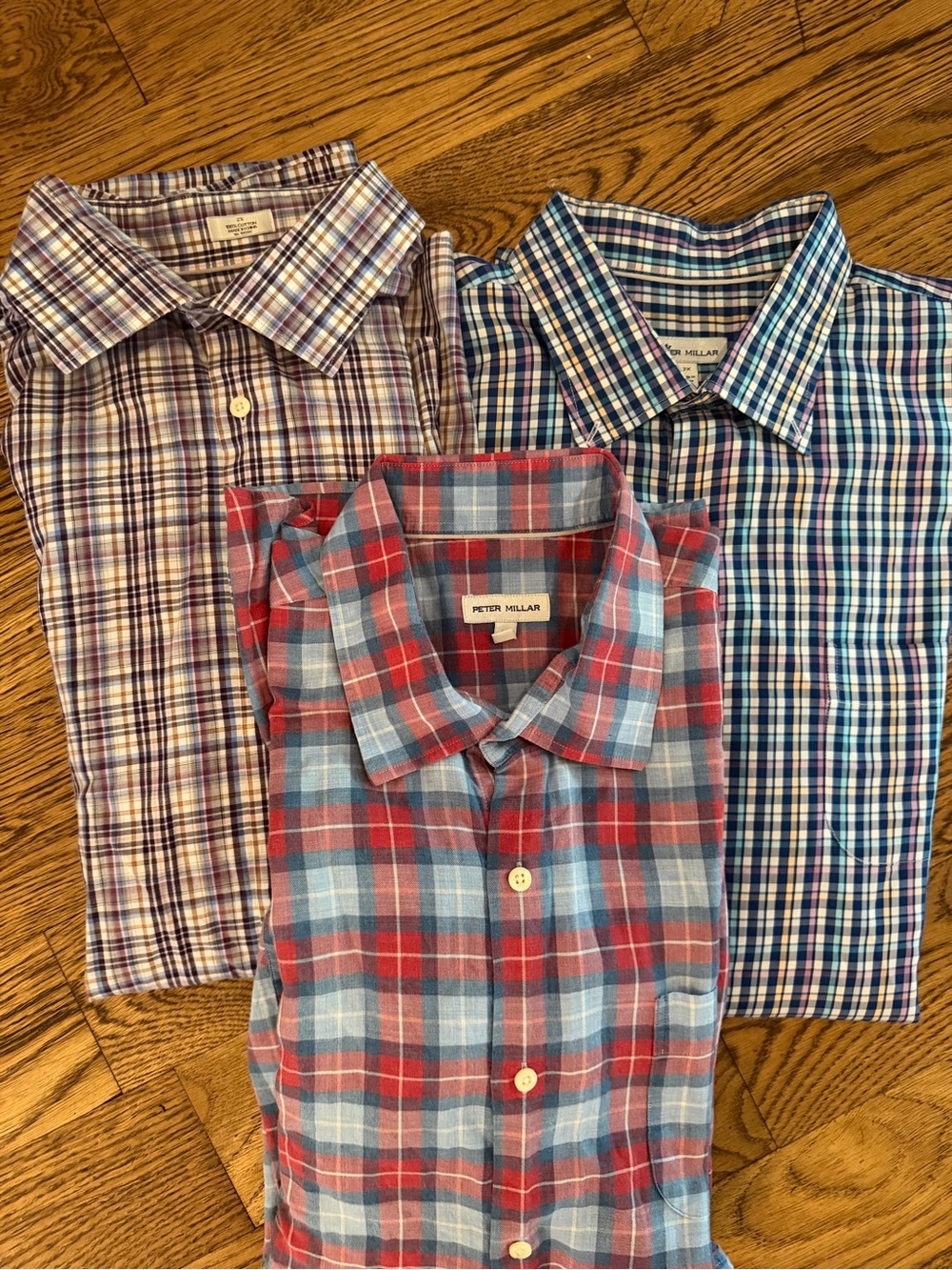 3 Peter Millar Men's long sleeved Button-Up Shirts bundle plaid